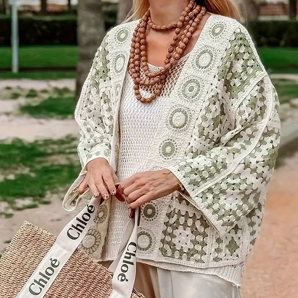 Source Unknown Sweaters - Crochet Lace Open Front Cardigan